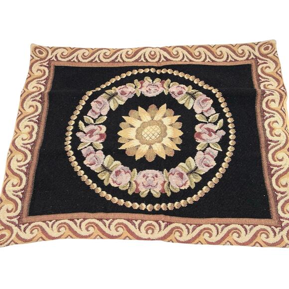 NWOT Vintage tapestry floral bed cover and 2 pillow cases set - Picture 6 of 13